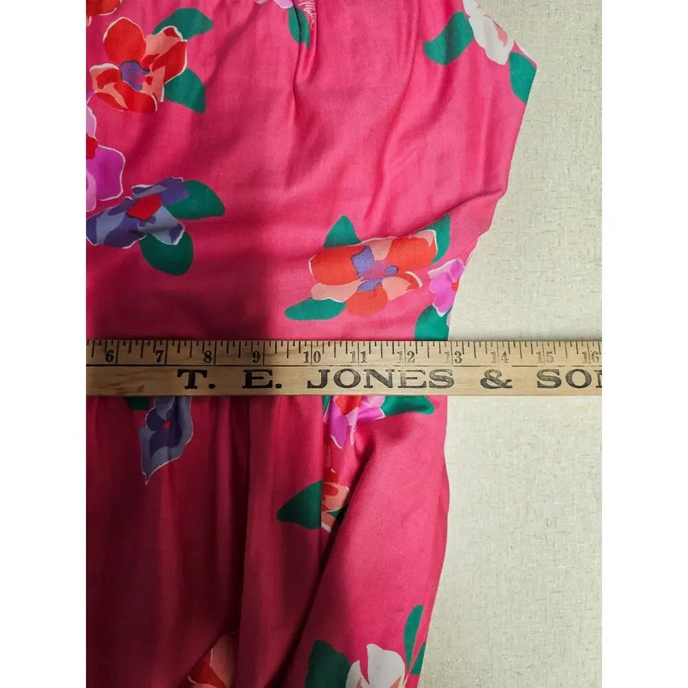 Vintage Malia Womens Floral Sundress sz 6 Pink Midi 100% Cotton 70s Hawaii - Picture 11 of 12